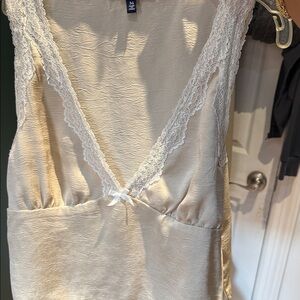 Cream Lace Trimmed Top